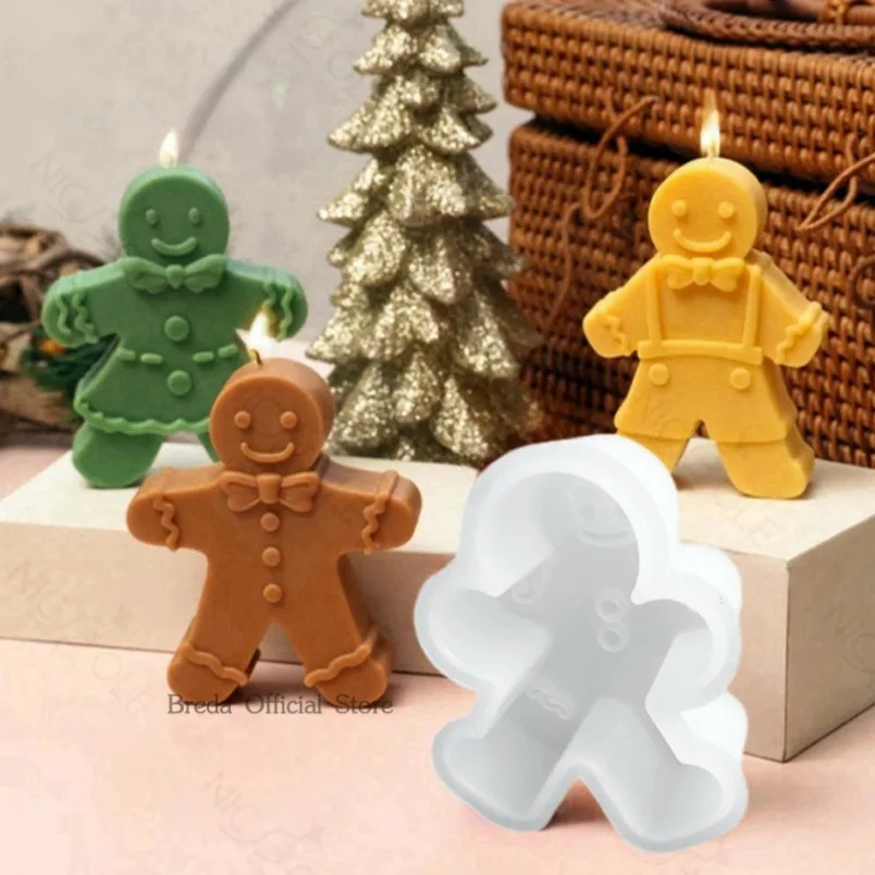 Resin Art Furniture - 3D Smile Gingerbread Man Silicone Candle