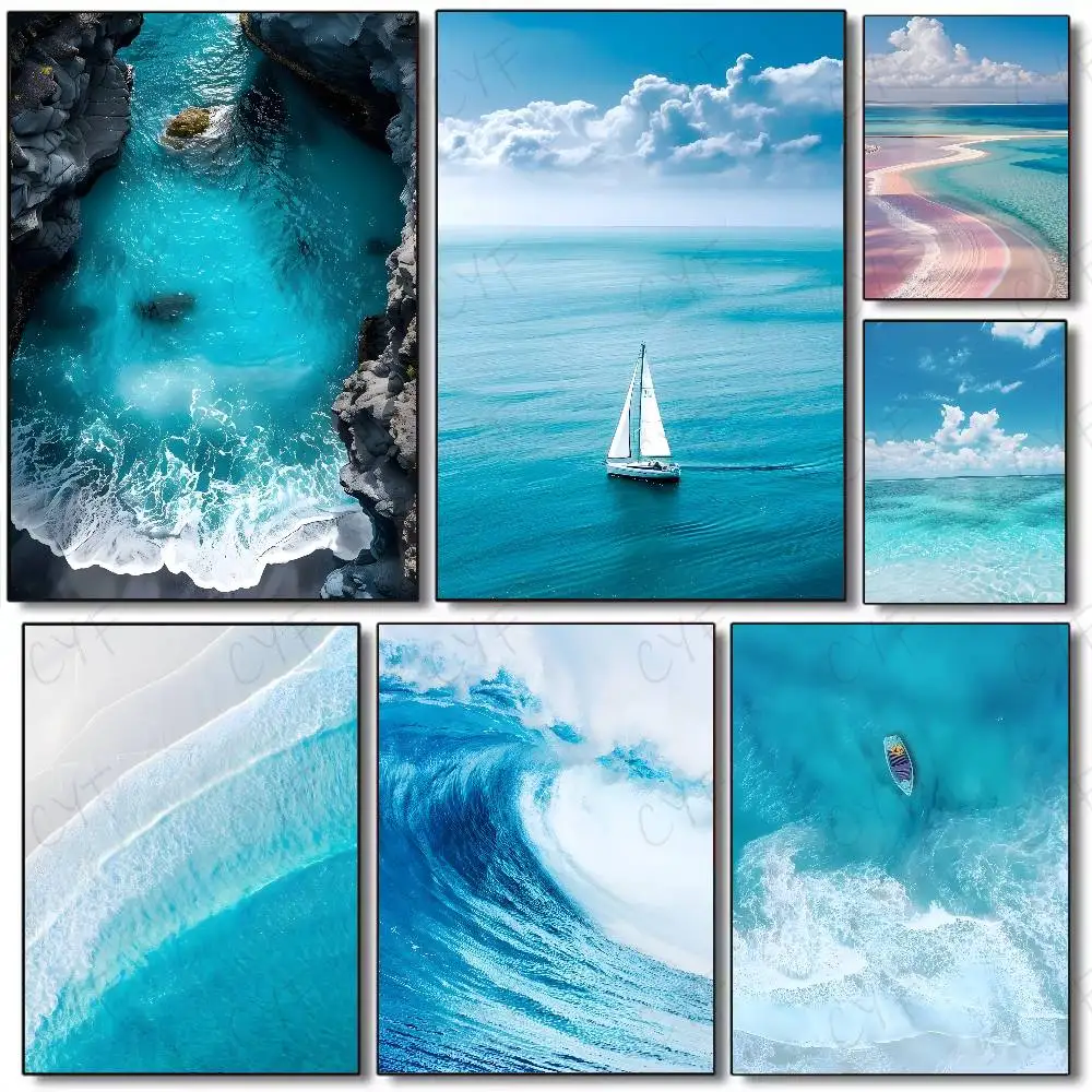 Resin Art Beach - Beach Ocean Wave Poster Wall Art