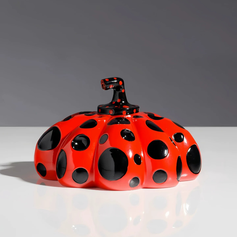 Background Resin Art - Polka-dot Pumpkin, Art Reproduction Sculpture (red