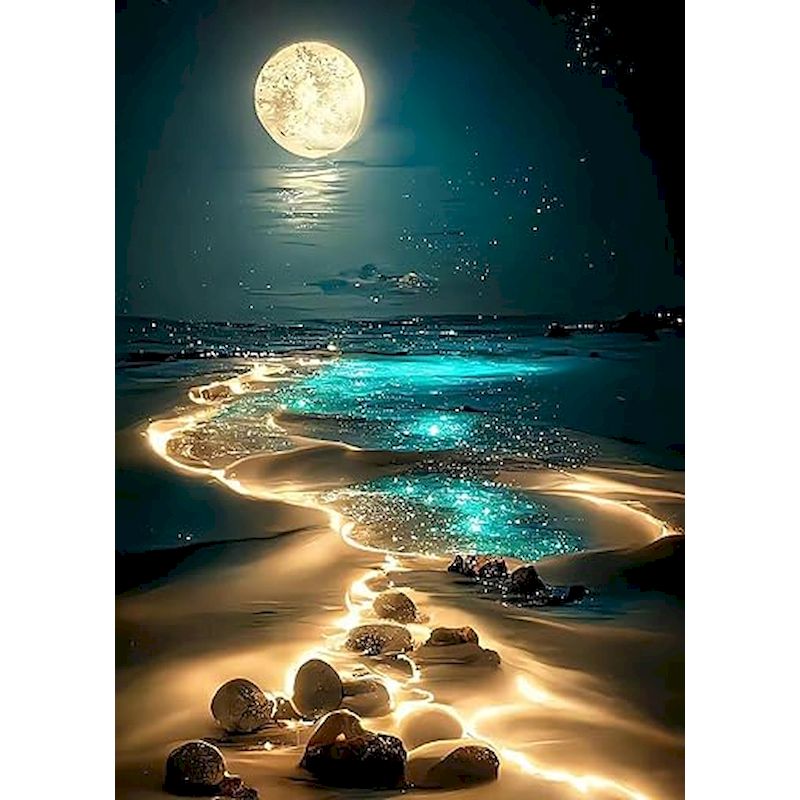 Resin Art Beach - 5D Diy Diamond Painting Moonlight Beach