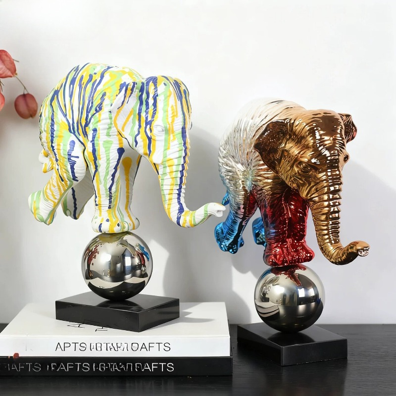 Resin Art For Anniversary Gift - Colorful Graffiti Elephant Statue Resin Animal