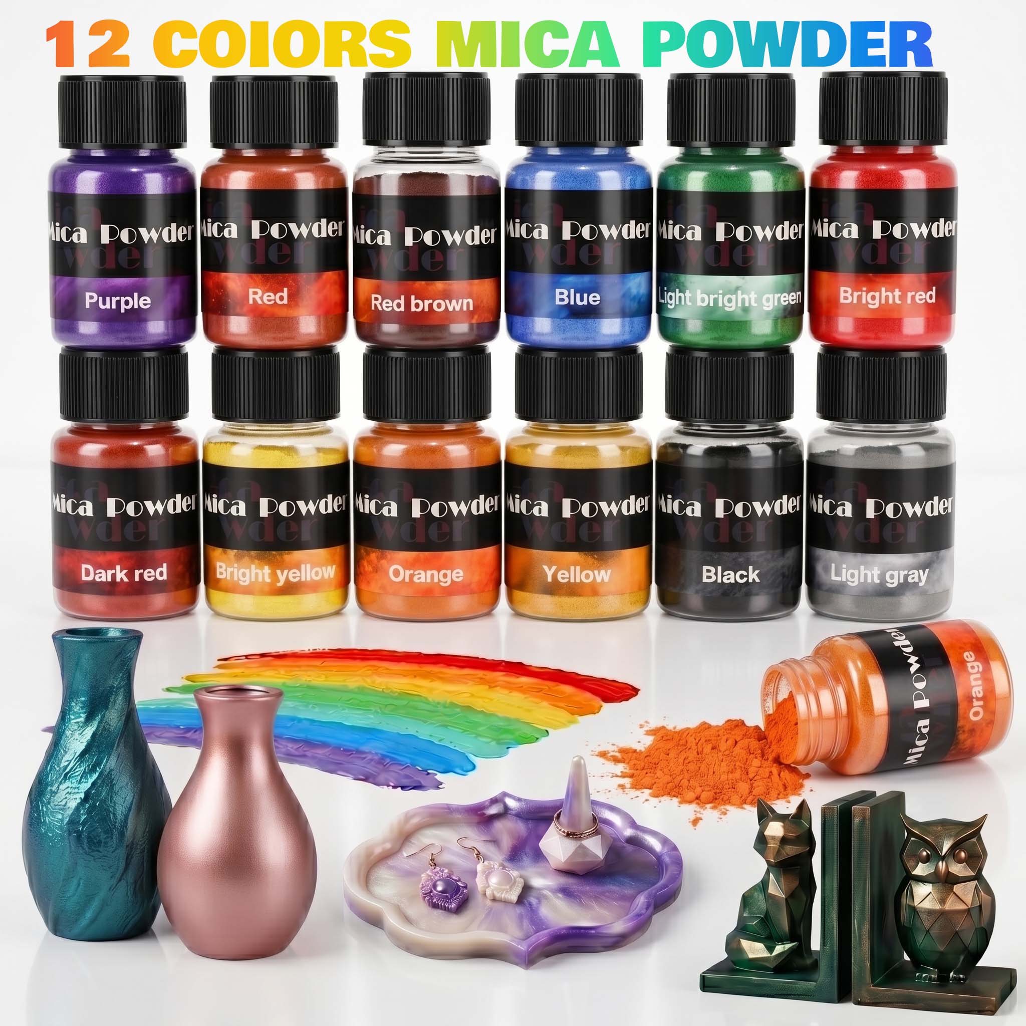 Resin Color Paste - 12-Color Gypsum Pigment Powder Dye DIY