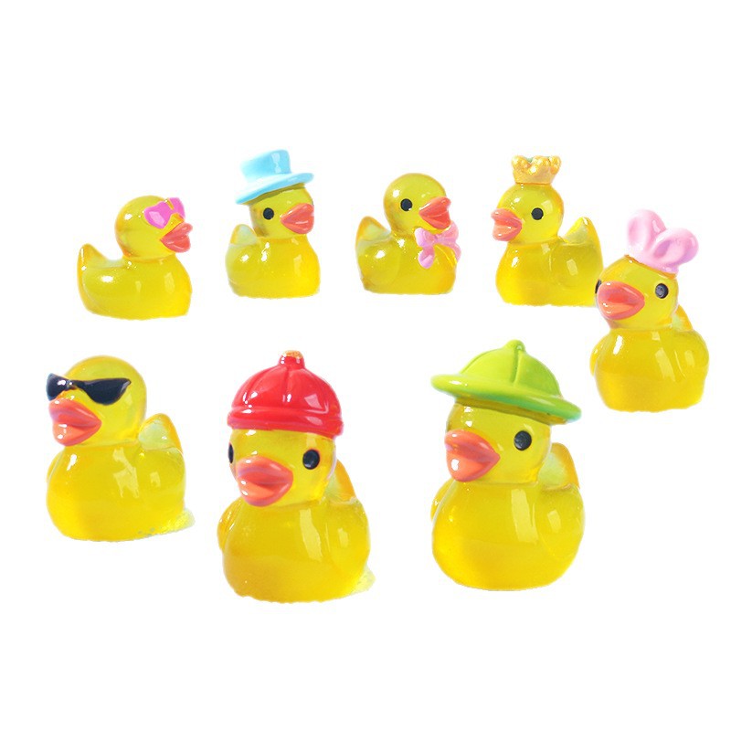 Mini Yellow Luminous Duck Orna - Resin Art Furniture ulasan dan harga