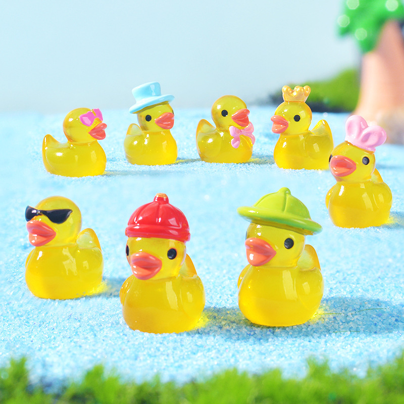 Mini Yellow Luminous Duck Orna - Resin Art Furniture ulasan dan harga