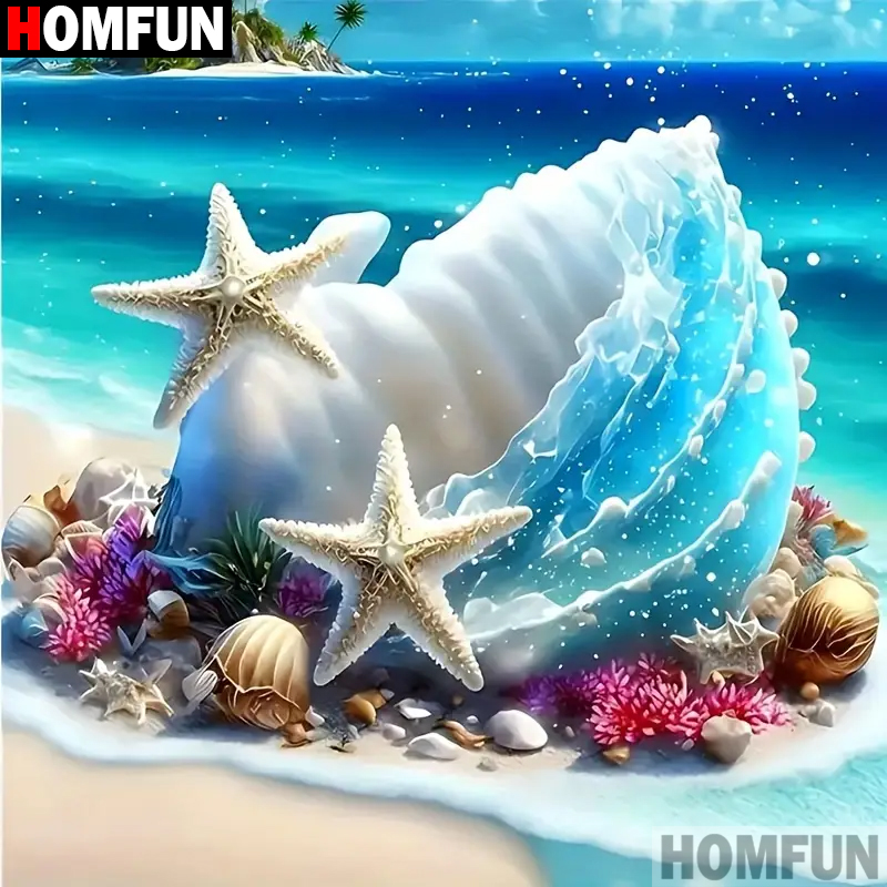 HOMFUN Diy 5d Diamond Painting - Resin Art Beach ulasan dan harga