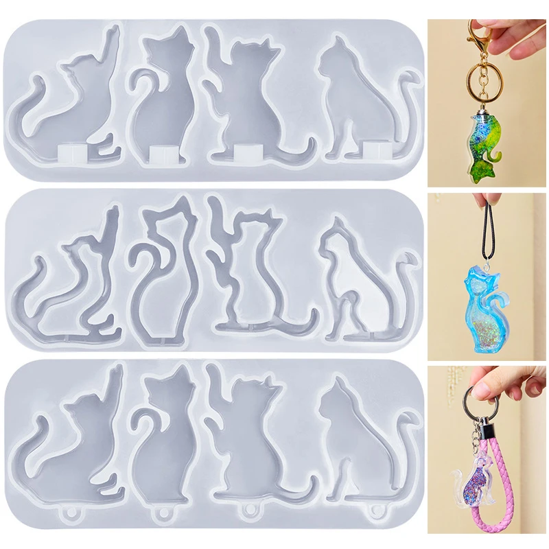 DIY Cat Shape Keychain Pendant - Resin Art Stone ulasan dan harga