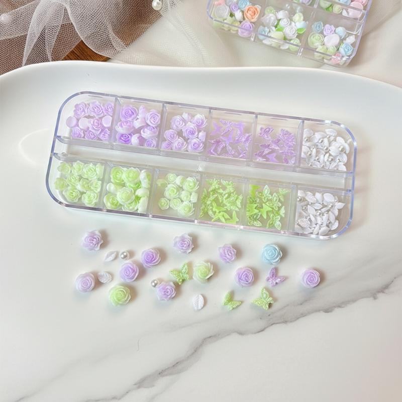 3D Nail Art Decoration Kit 6 1 - Resin Art Using Flowers ulasan dan harga