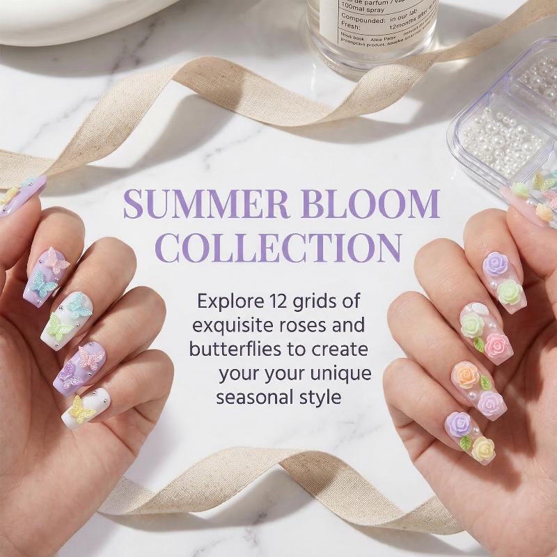 3D Nail Art Decoration Kit 6 1 - Resin Art Using Flowers ulasan dan harga