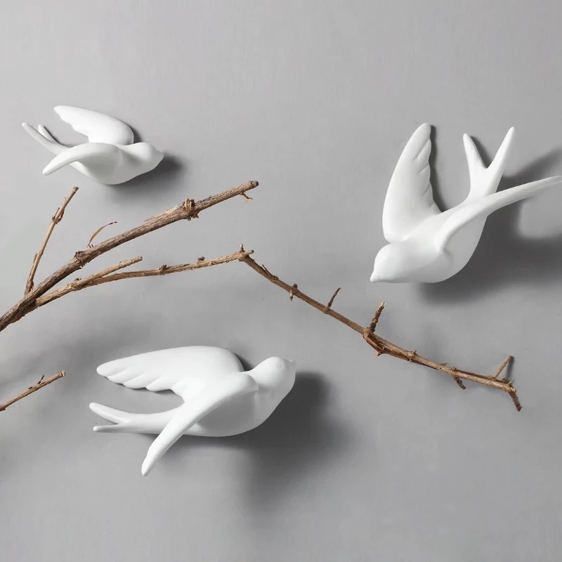 Creative Ceramic Birds Wall Ha - Background Resin Art ulasan dan harga
