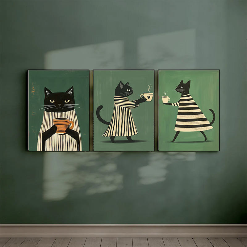 Cute Striped Black Cat Coffee  - Background Resin Art ulasan dan harga