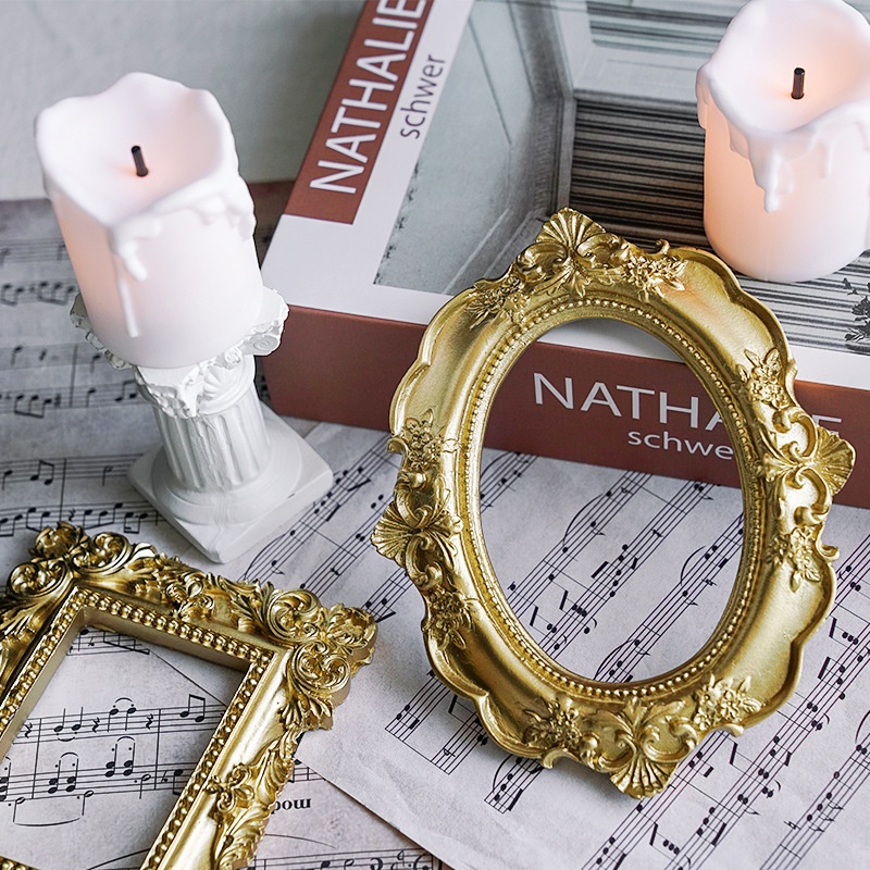 Golden Retro Photo Frame Nail  - Background Resin Art ulasan dan harga