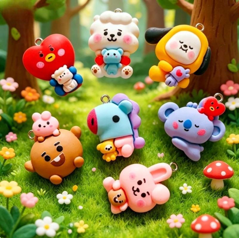 7pcs BT21 Resin Cartoon Charm  - Resin Art And Craft ulasan dan harga