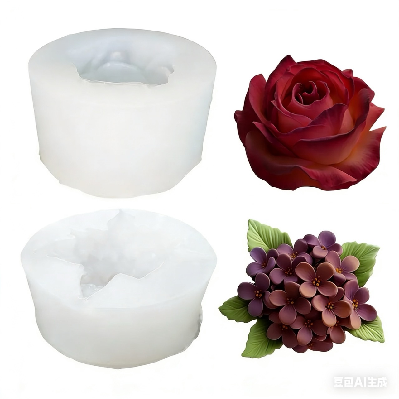 2-Piece 3D Rose and Lilac Sili - Resin Art Of Rose ulasan dan harga