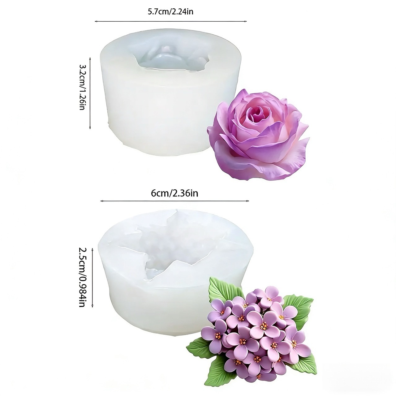 2-Piece 3D Rose and Lilac Sili - Resin Art Of Rose ulasan dan harga