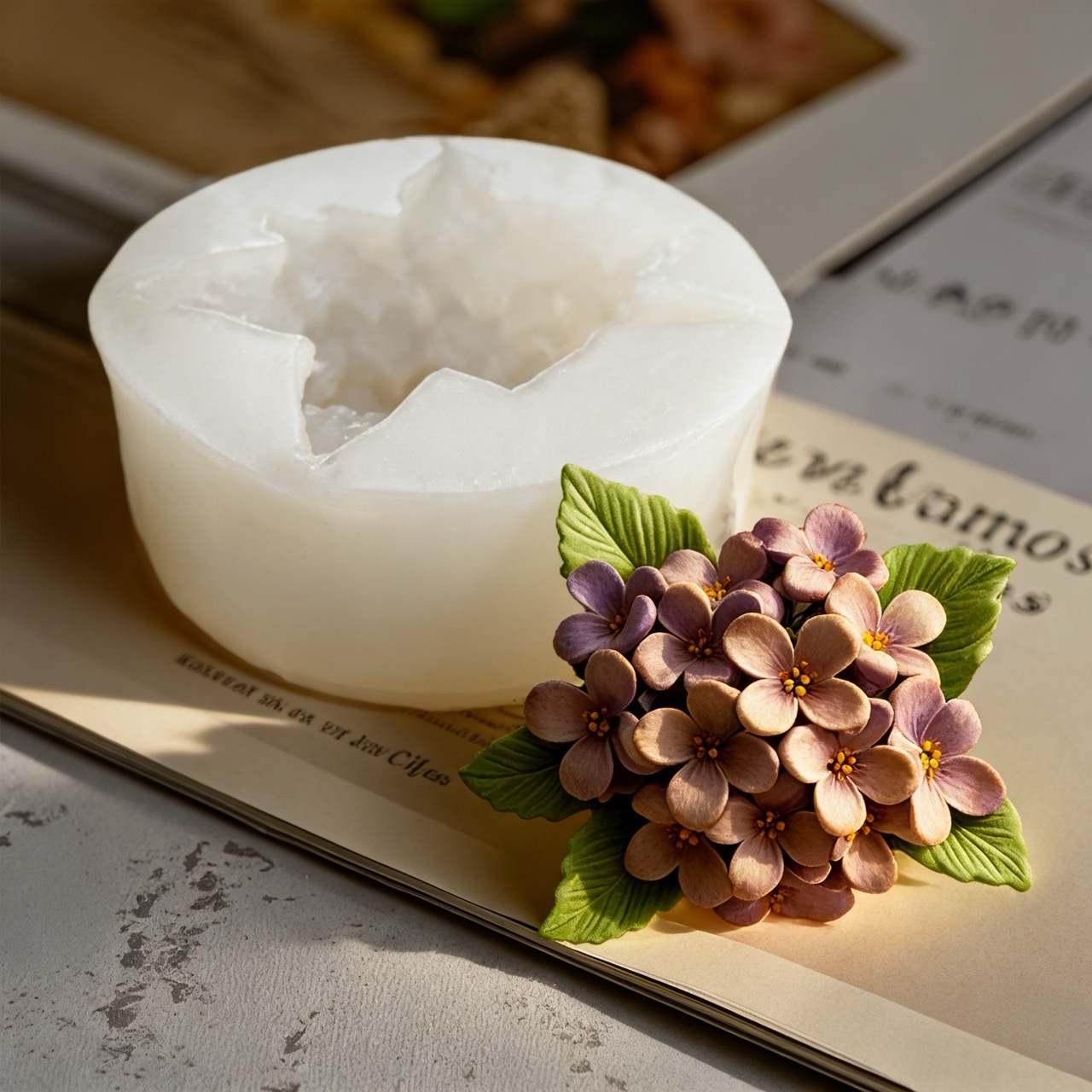 2-Piece 3D Rose and Lilac Sili - Resin Art Of Rose ulasan dan harga