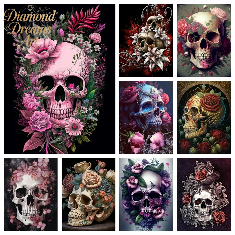 Frameless,Halloween Skull Diam - Resin Art Of Rose ulasan dan harga