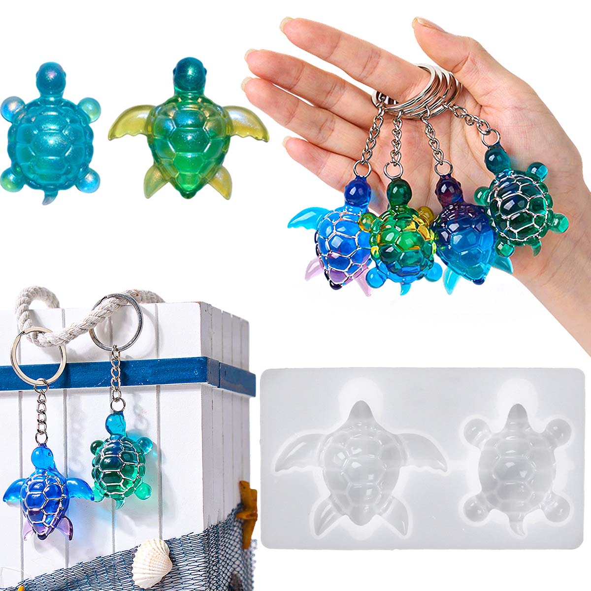 3D Sea Turtle Keychain Silicon - Resin Art Beach ulasan dan harga